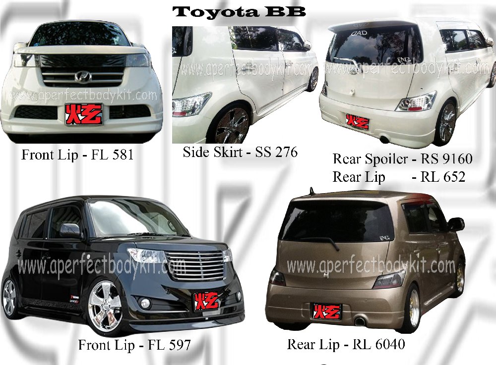 Toyota BB Front Lip, Side Skirt, Rear Lip & Rear Spoiler 