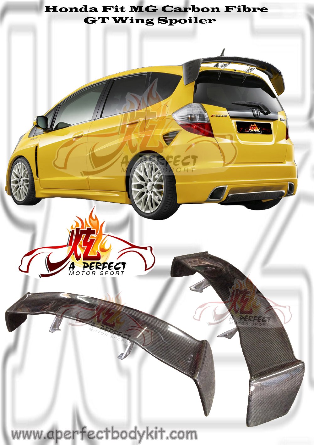 Honda Fit MG GT Wing Spoiler (Carbon Fibre) Carbon Fibre Bodykit Honda