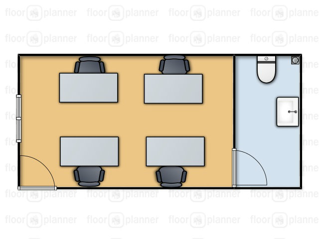 20'x10' standard cabin with toilet floor plan