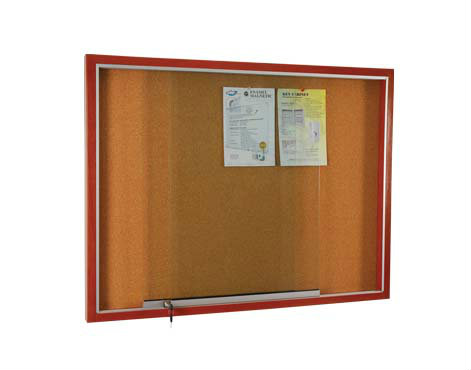 Cork Notice Board With Wooden Frame Cabinet