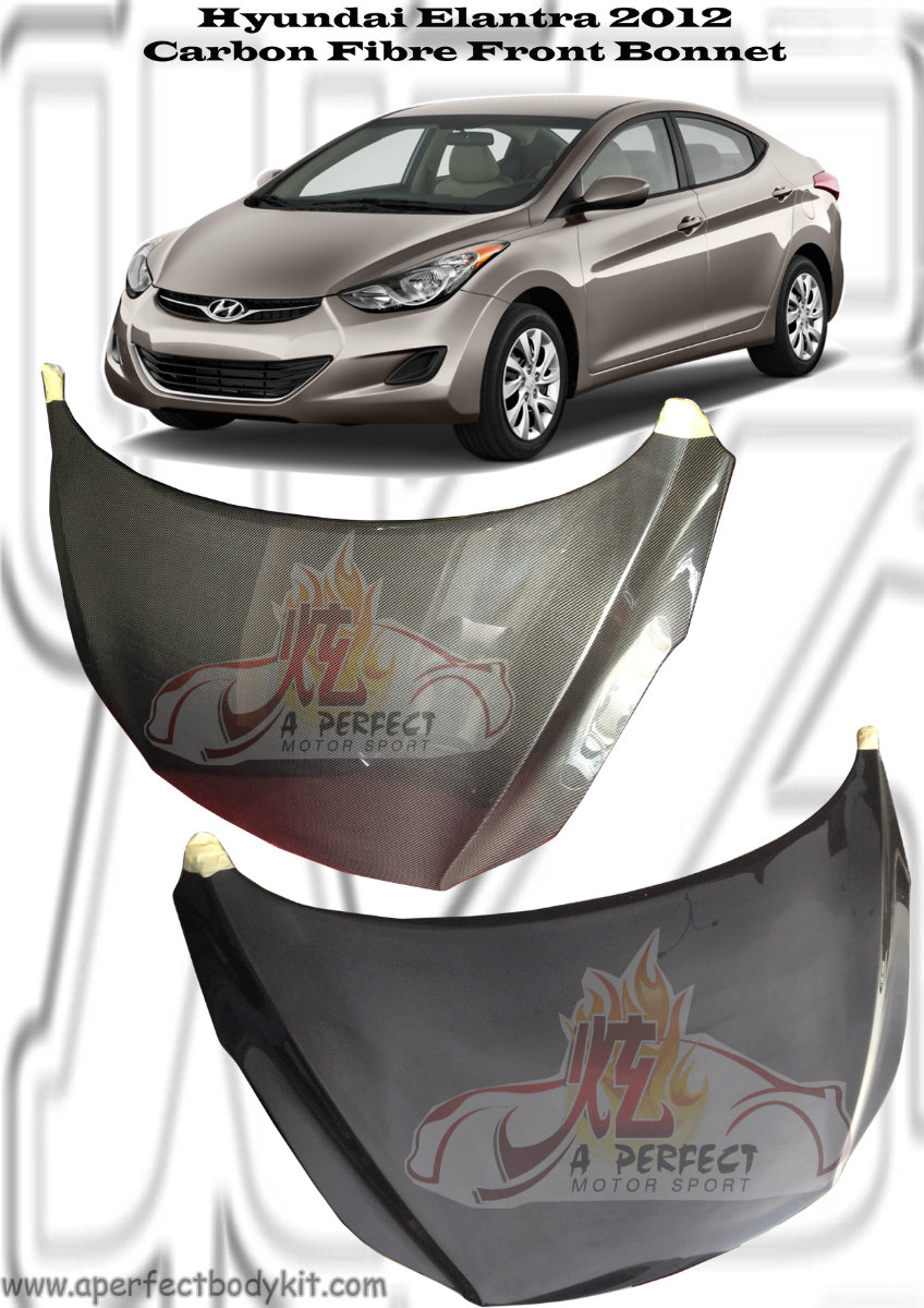 Hyundai Elantra MD 2011 Carbon Fibre Front Bonnet 