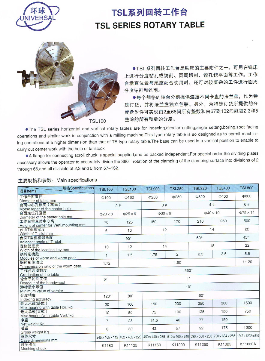 TSL Series Rotary Table 100mm - 800mm