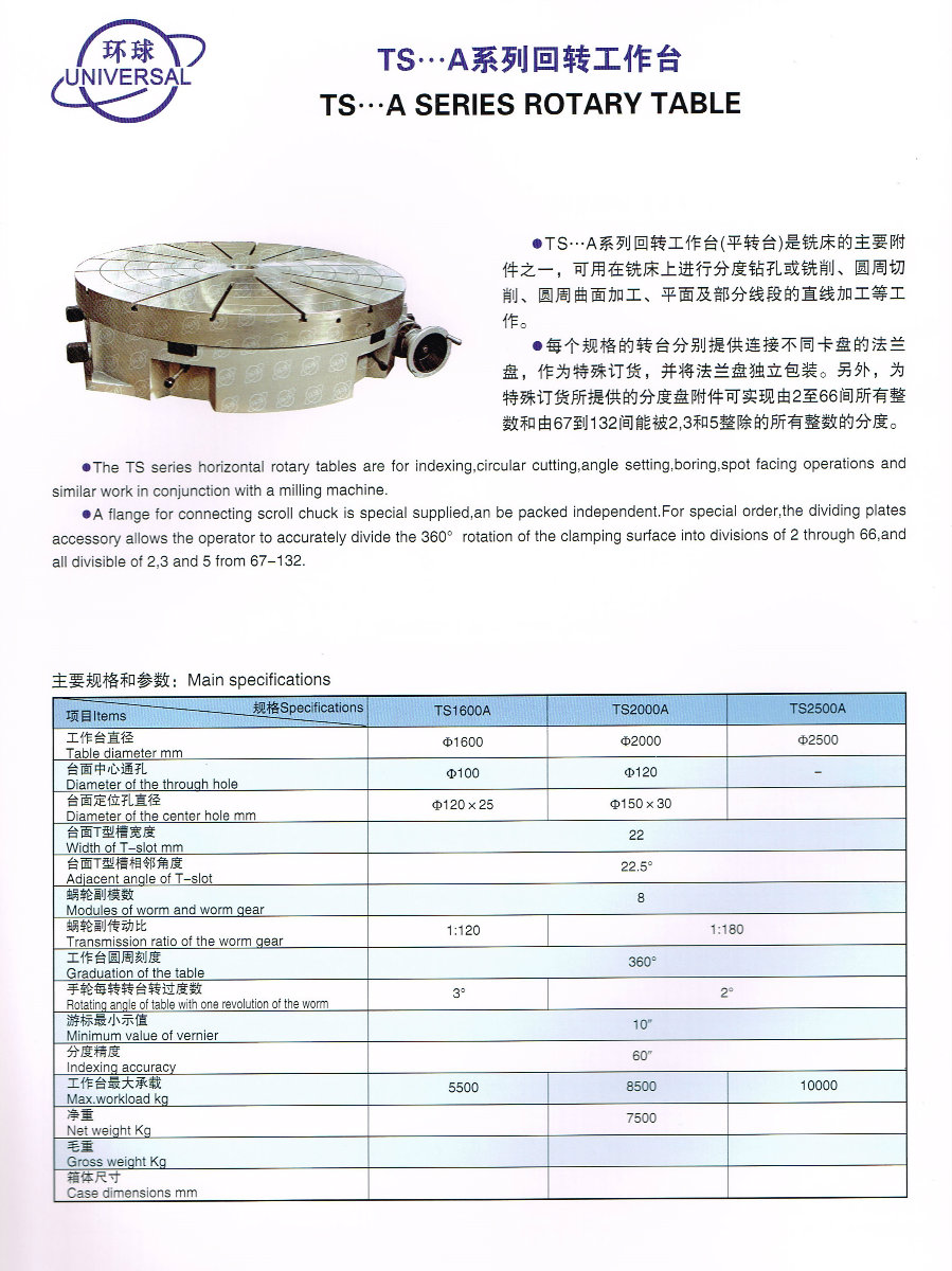 800mm - 2500mm rotary table
