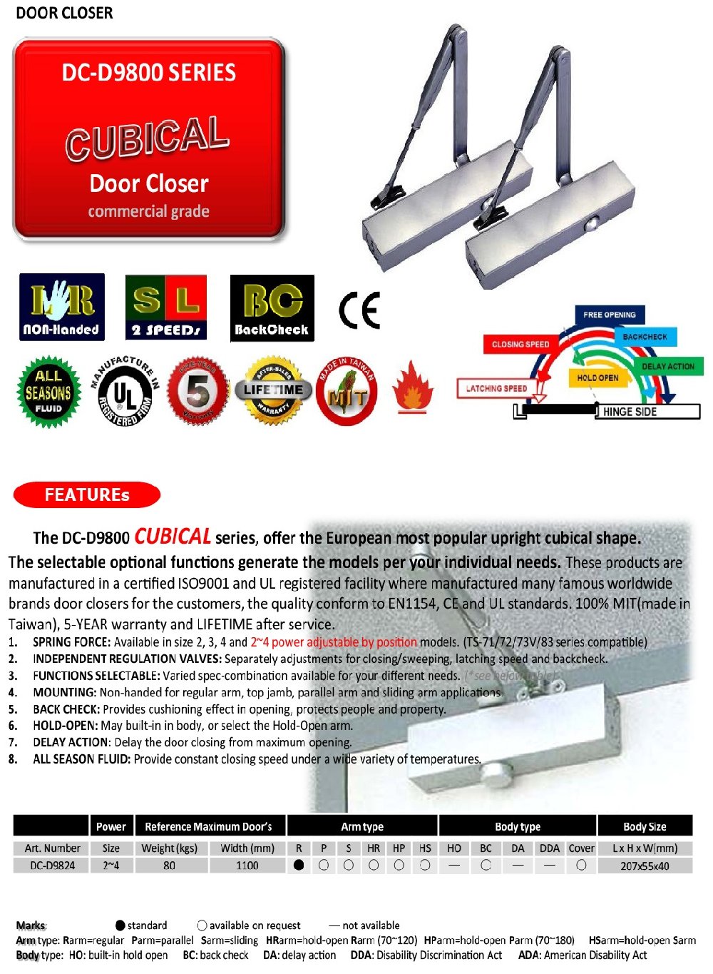 D 9800 DOOR CLOSER