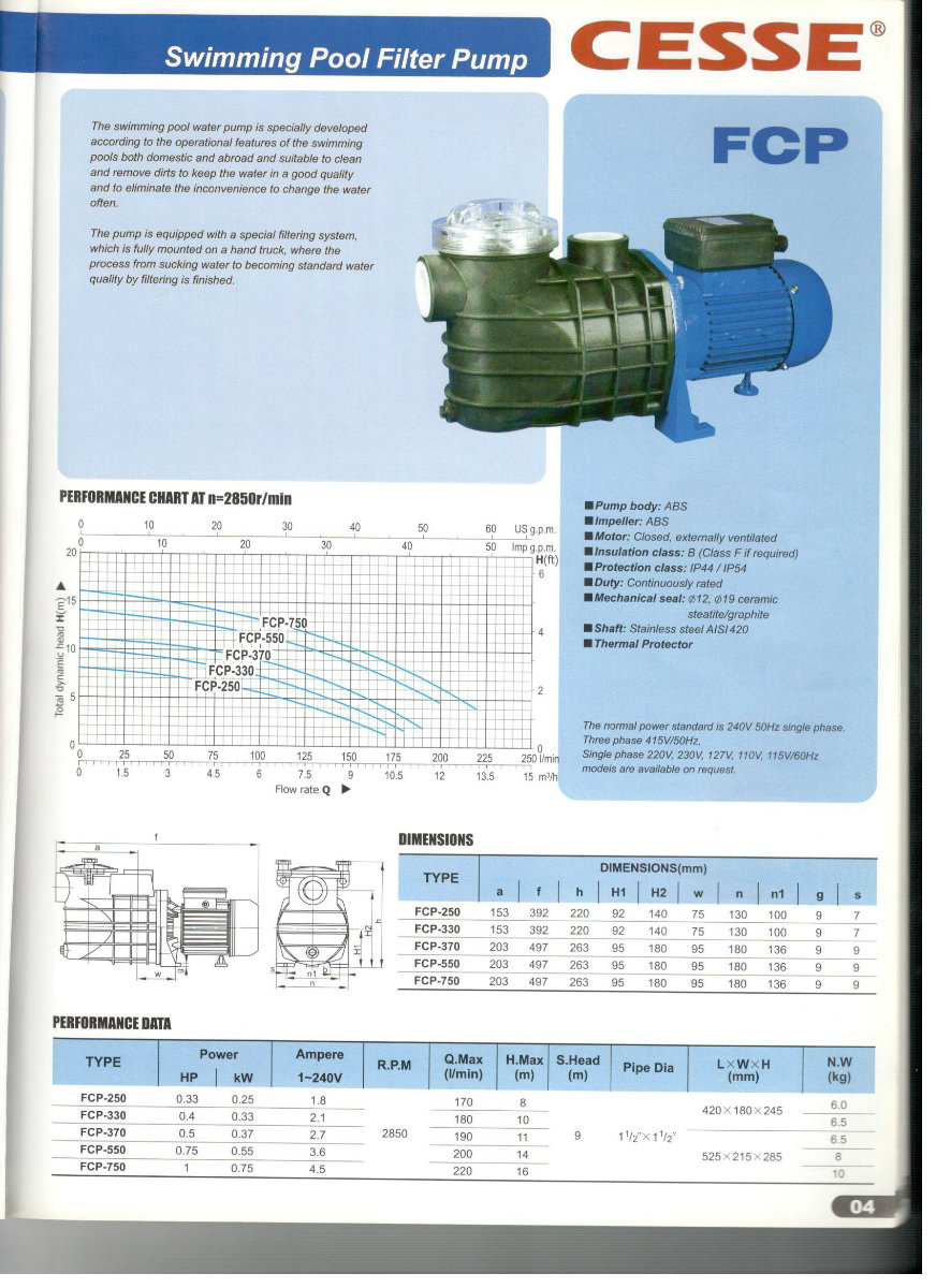 Cesse Swimming Pool Filter Pump