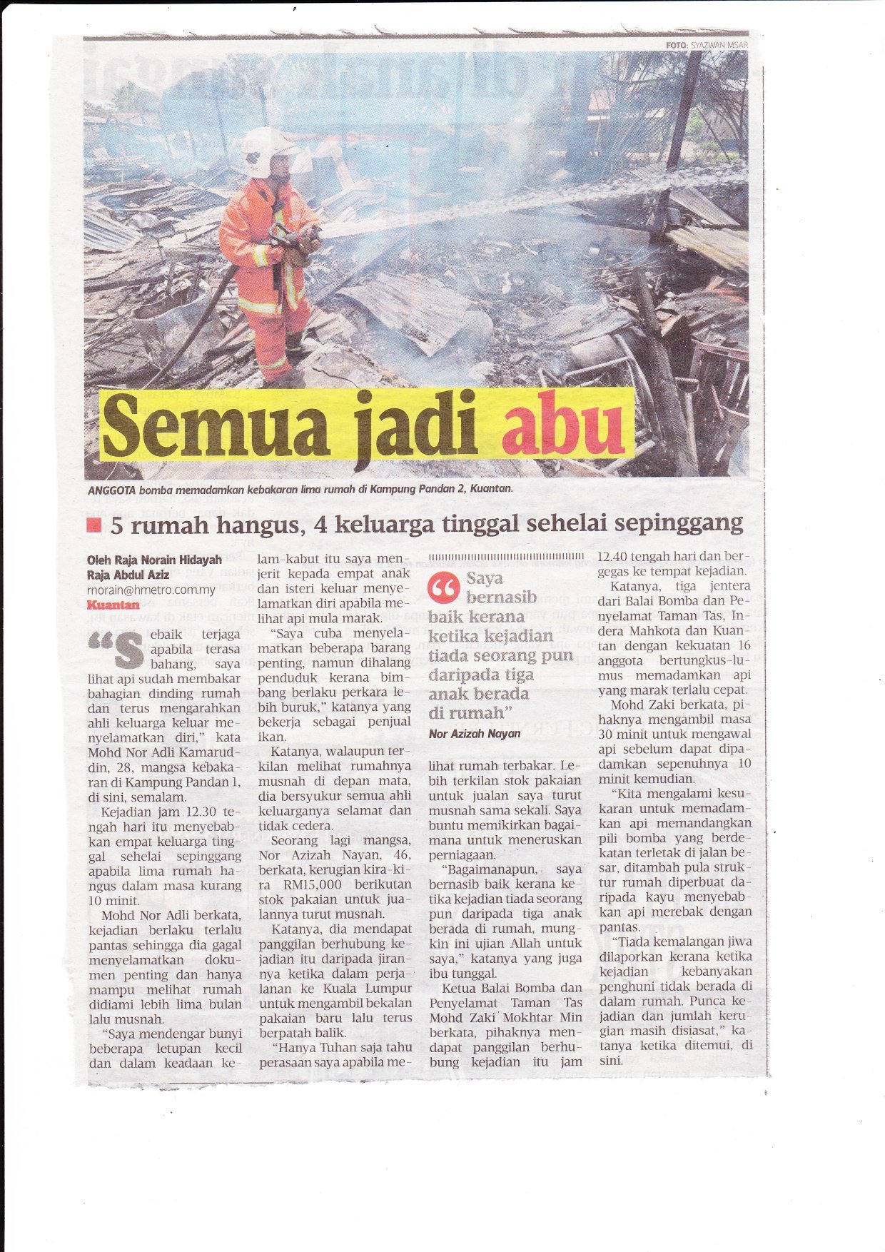 31 Julai 2015 Fire Cases 31 Julai 2015 Fire Cases