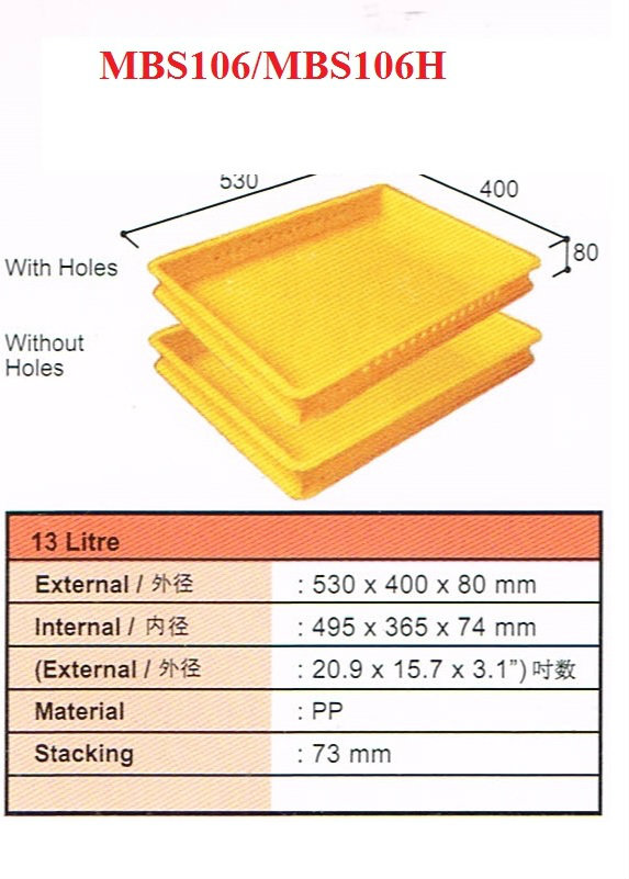 Plastic Container Size: 530x400x80mmH