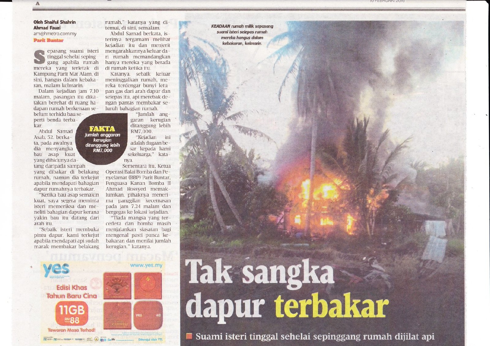 100216- Suami isteri tinggal sehelai sepinggang rumah dijilat api 100216- Suami isteri tinggal sehelai sepinggang rumah dijilat api