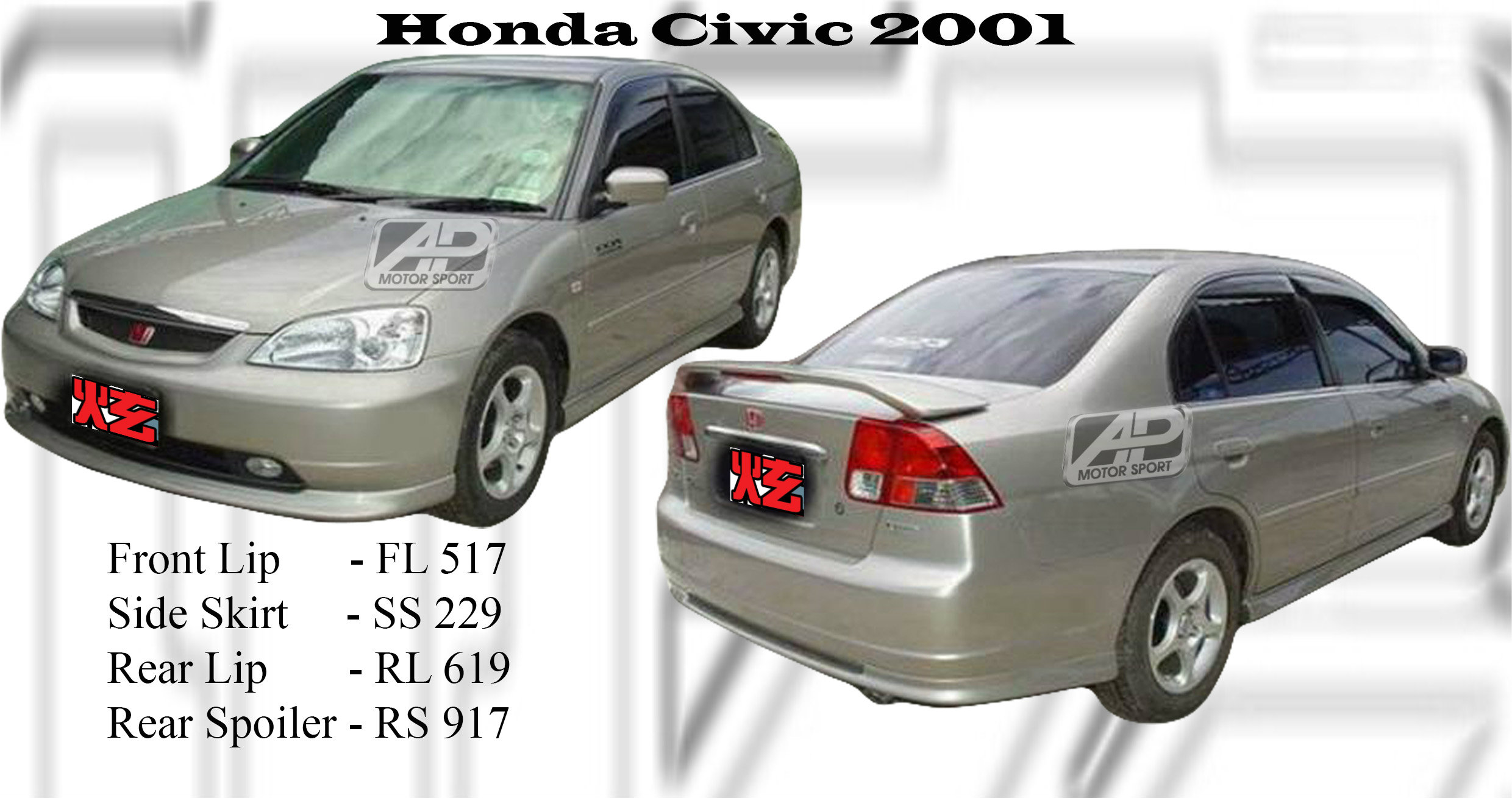 Honda Civic 2001-2004 Oem Bodykits 