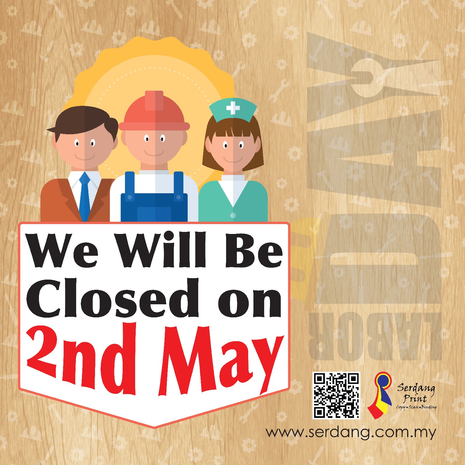 We will closed on 2nd May... Sorry for any inconvenience...