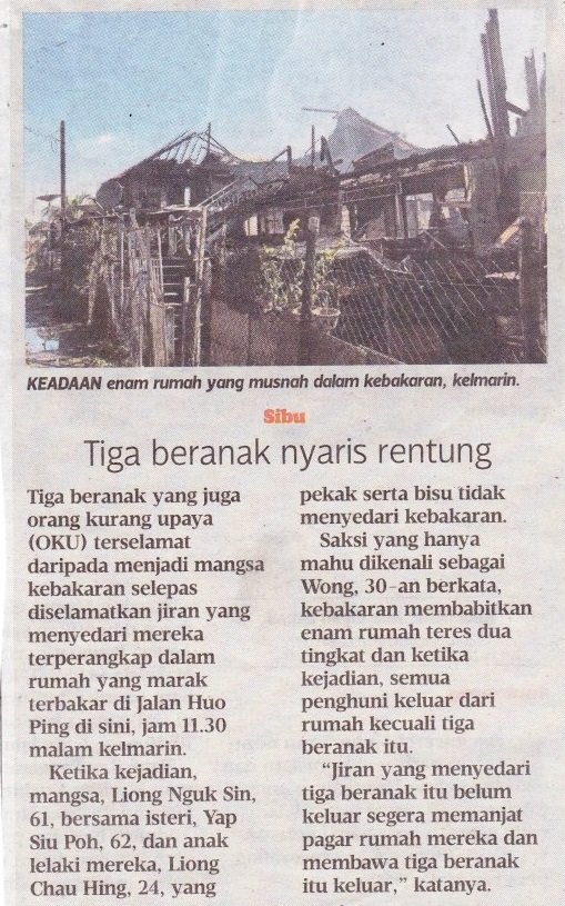 tiga beranak nyaris rentung tiga beranak nyaris rentung