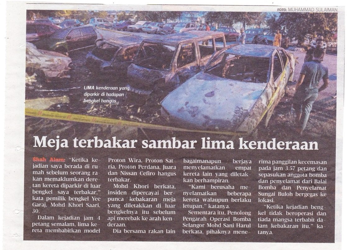 15 OGOS 2016 MEJA TERBAKAR SAMBAR 5 KENDERAAN