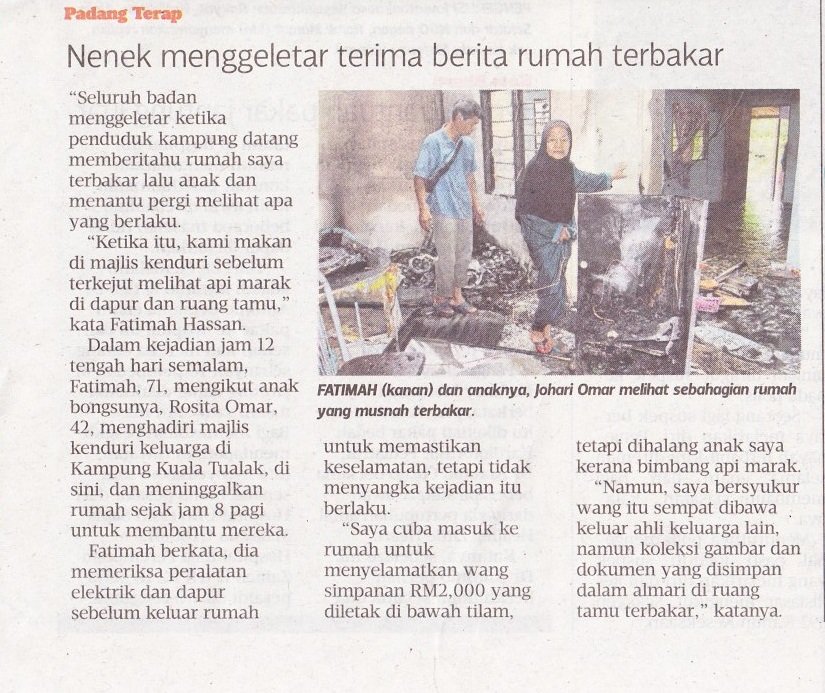 29 OGOS 2016 NENEK MENGGELETER KETIKA DAPAT BERITA RUMAH TERBAKAR