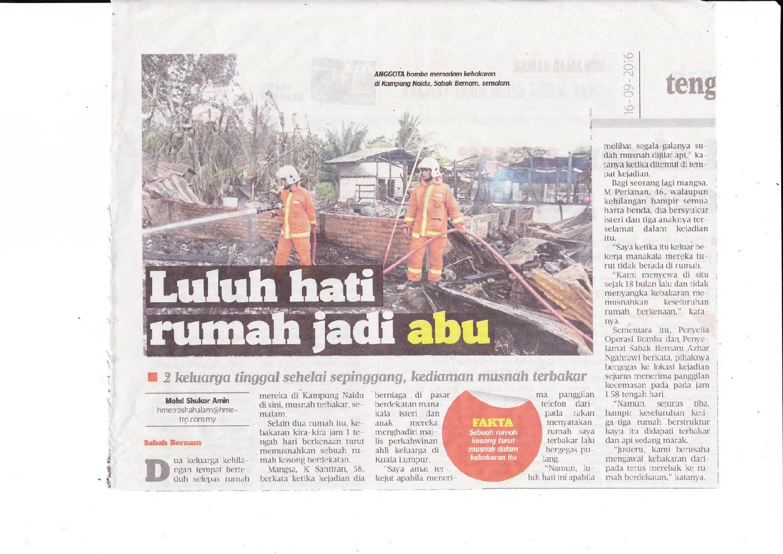 SEPTEMBER 2016 - 2 Keluarga tinggal sehelai sepinggang SEPTEMBER 2016 - 2 Keluarga tinggal sehelai sepinggang
