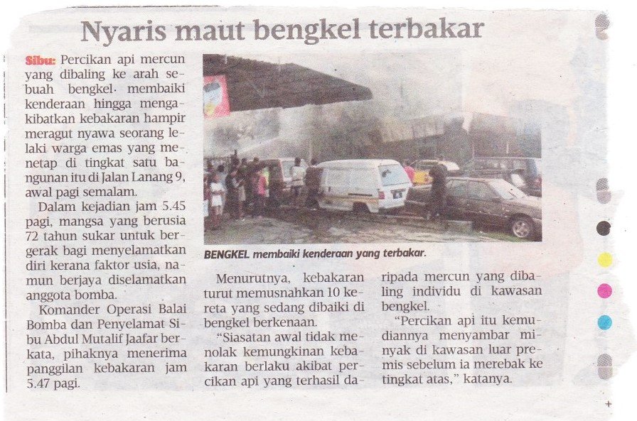 Nyaris maut bengkel terbakar Nyaris maut bengkel terbakar