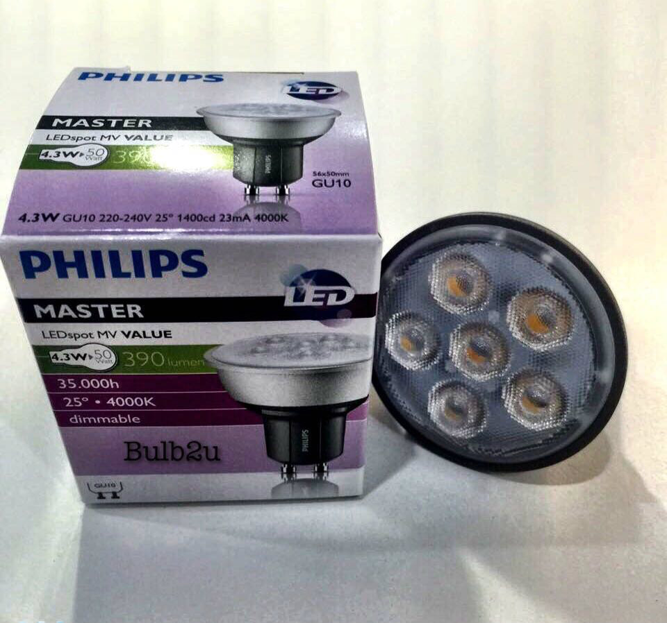 PHILIPS LED GU10 4.3W 4000K DIMMABLE 