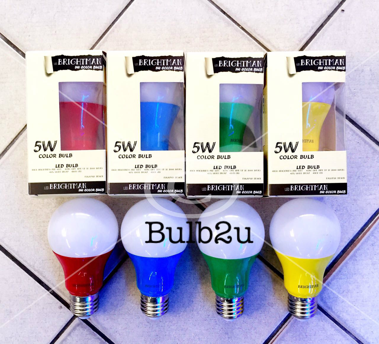 A60 LED 5W E27 COLOR BULB RED YELLOW BLUE GREEN