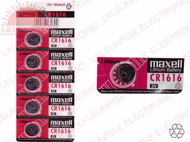 MAXELL LITHIUM COIN CELL BATTERY CR1616 