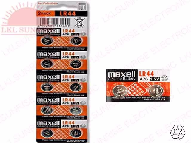 MAXELL ALKALINE BUTTON BATTERY LR44