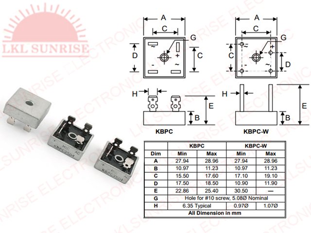 SINGLE PHASE SILICON BRIDGE RECTIFIER 35A KBPC35 SERIES