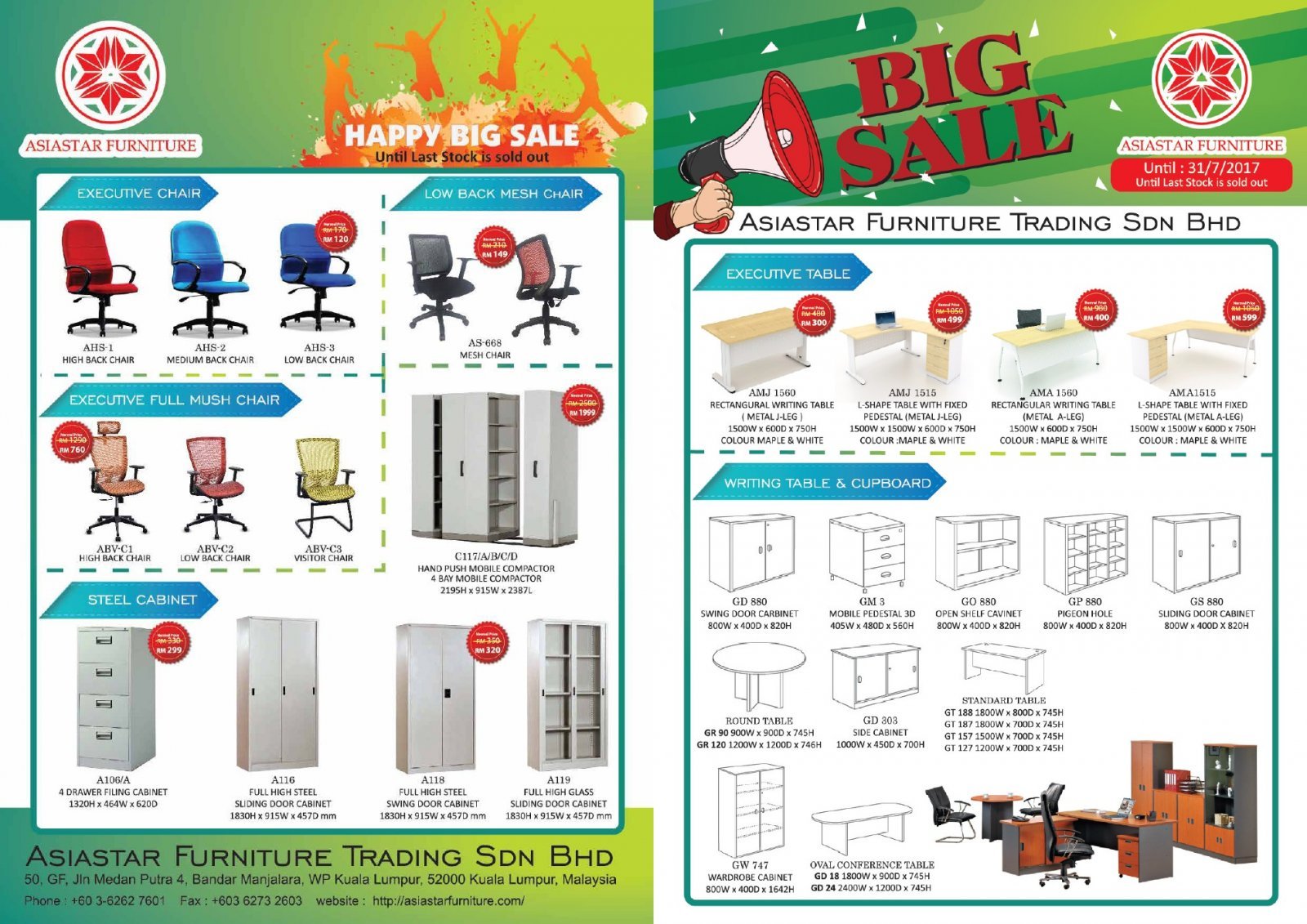 28/7/2017 PROMOTION HAPPY BIG SALE Asiastar Furniture Trading Sdn Bhd