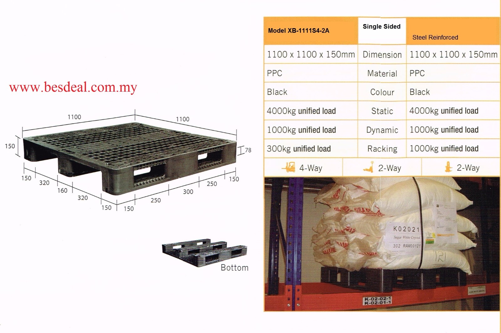 Plastic Pallet Size 1100*1100*150mm