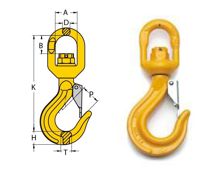 G80 EYE SWIVEL HOOK, WITH BRASS BUSHING, CODE "YSW" G80 EYE SWIVEL HOOK, WITH BRASS BUSHING, CODE "YSW"