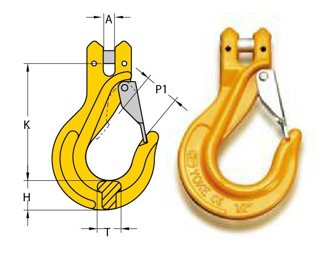 G80 CLEVIS SLING HOOK, WITH LATCH, CODE "YM" G80 CLEVIS SLING HOOK, WITH LATCH, CODE "YM"