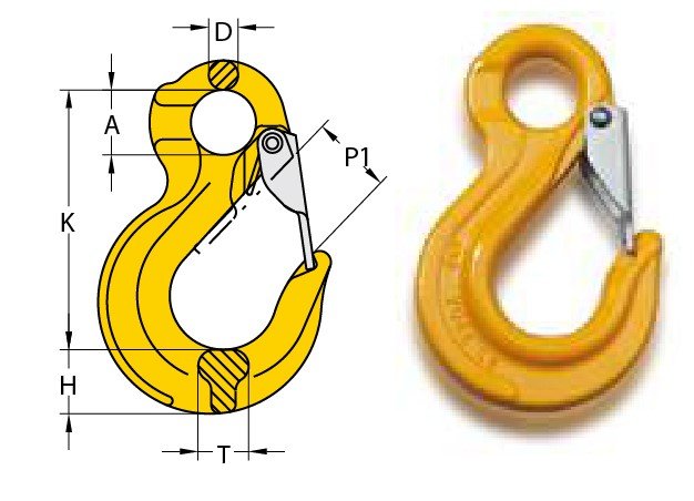 G80 EYE SLING HOOK, WITH LATCH, CODE "YP" G80 EYE SLING HOOK, WITH LATCH, CODE "YP"