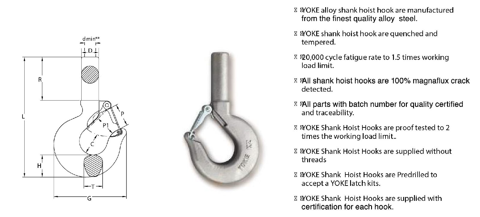 ALLOY SHANK HOIST HOOK WITH LATCH ALLOY SHANK HOIST HOOK WITH LATCH