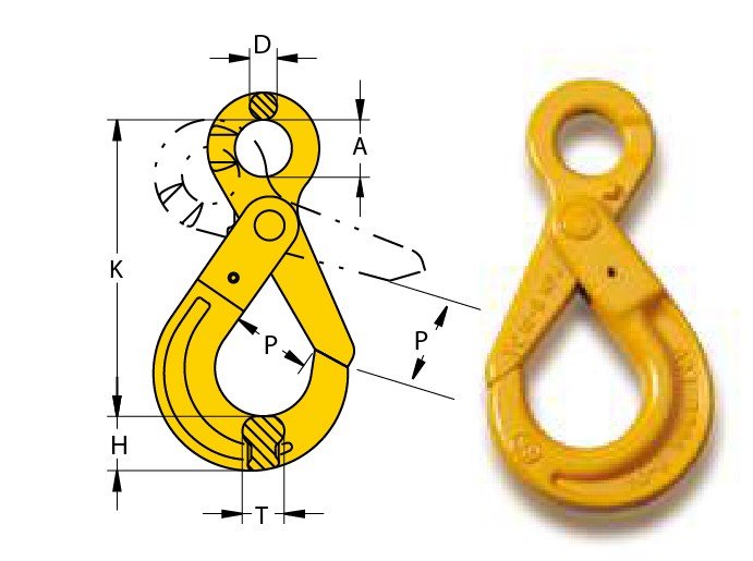 G80 EYE SELF LOCKING HOOK, EYE LATCHLOK HOOK, CODE "YC" G80 EYE SELF LOCKING HOOK, EYE LATCHLOK HOOK, CODE "YC"