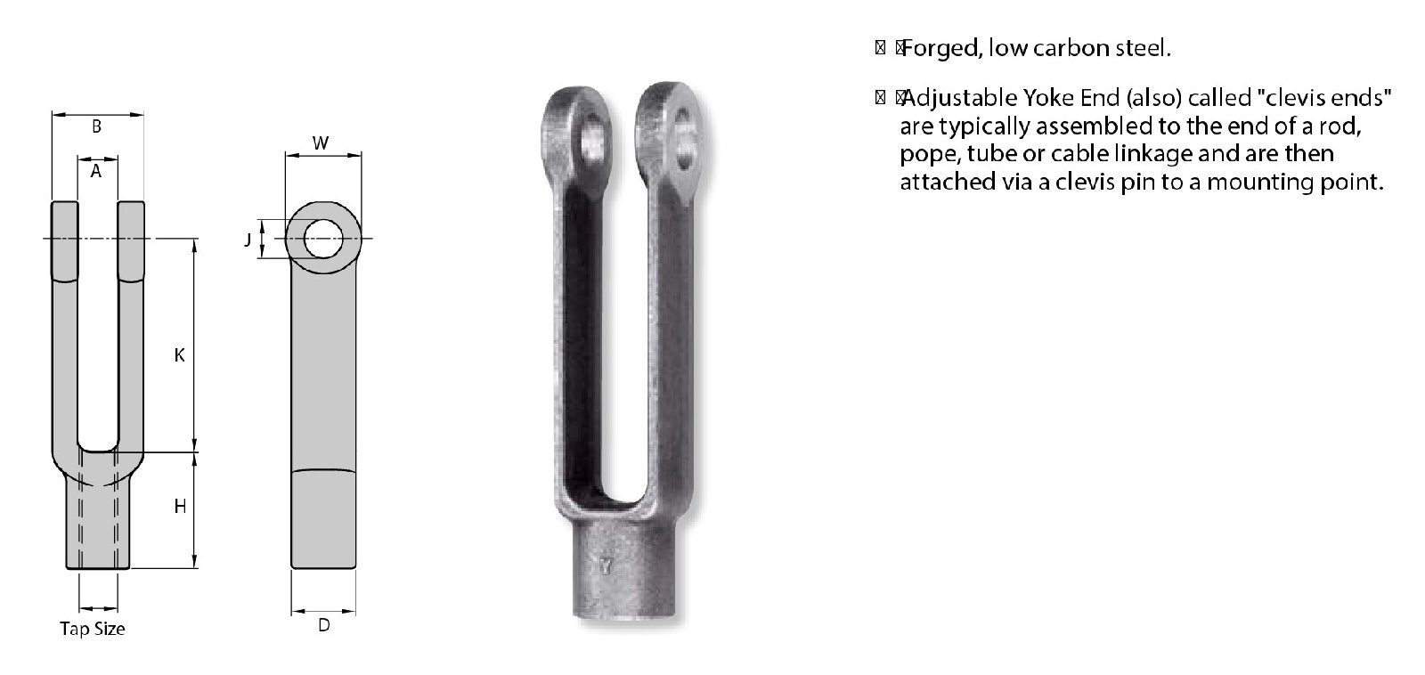 CLEVIS END THREADED