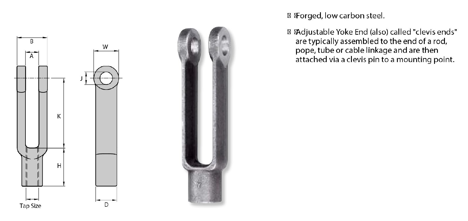CLEVIS END THREADED CLEVIS END THREADED