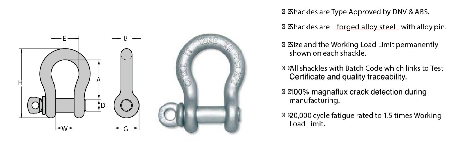 G80 FORGED ALLOY ANCHOR SHACKLE WITH SCREW PIN G80 FORGED ALLOY ANCHOR SHACKLE WITH SCREW PIN