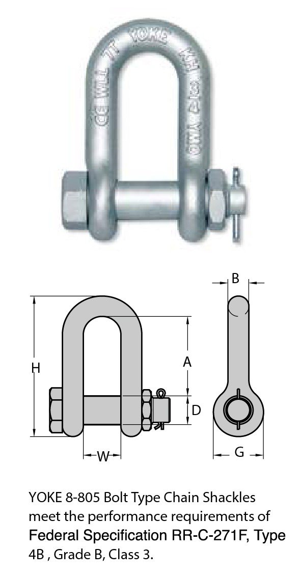 G80 FORGED ALLOY CHAIN SHACKLE WITH BOLT PIN