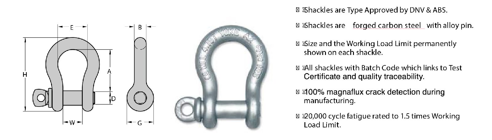 FORGED CARBON STEEL ANCHOR SHACKLE WITH SCREW PIN