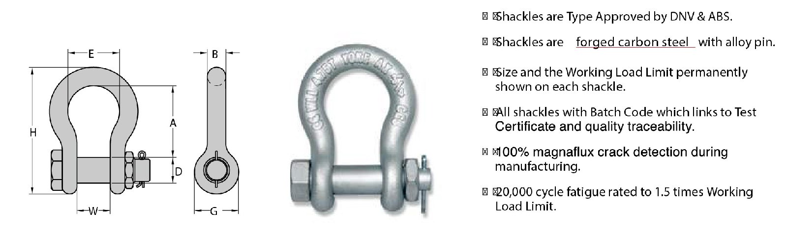 FORGED CARBON STEEL ANCHOR SHACKLE WITH BOLT PIN FORGED CARBON STEEL ANCHOR SHACKLE WITH BOLT PIN