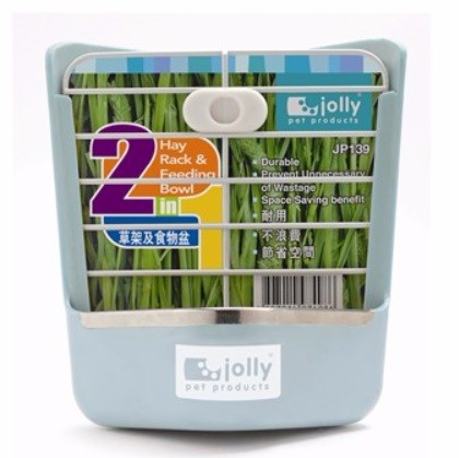 JP139 JOLLY HAY RACK & FEEDING BOWL-BLUE