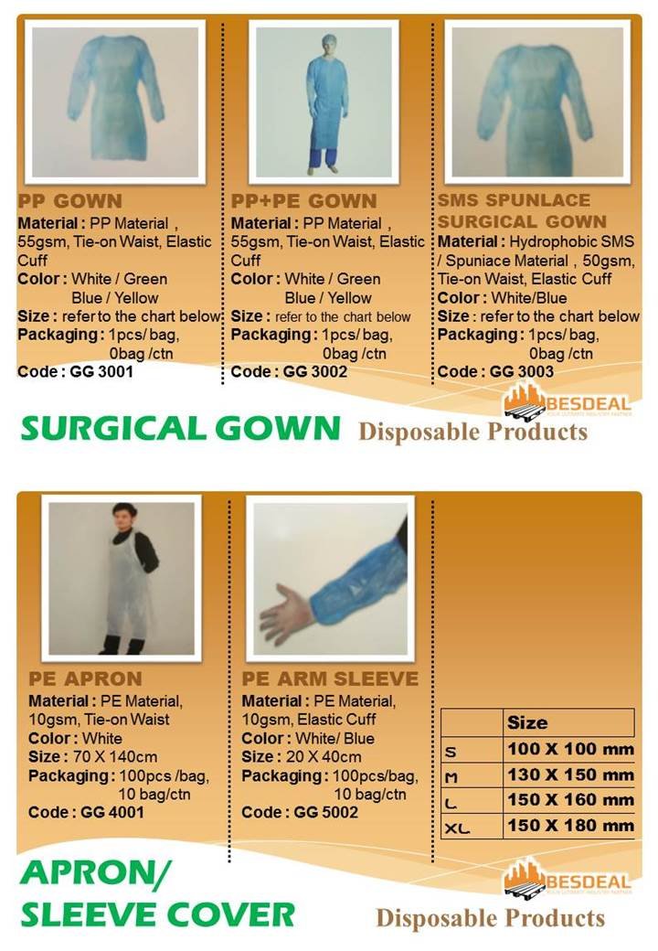 Surgical Gown/ Apron / Sleeve Cover on Sales Now!! Surgical Gown/ Apron / Sleeve Cover on Sales Now!!