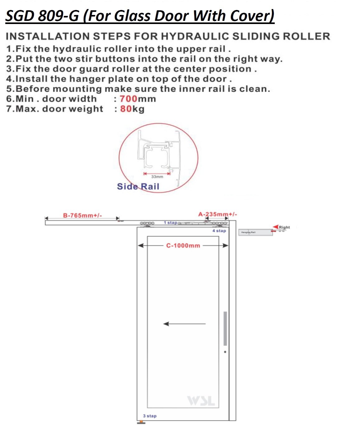 SGD-809 (For Aluminium Frame with Cover)