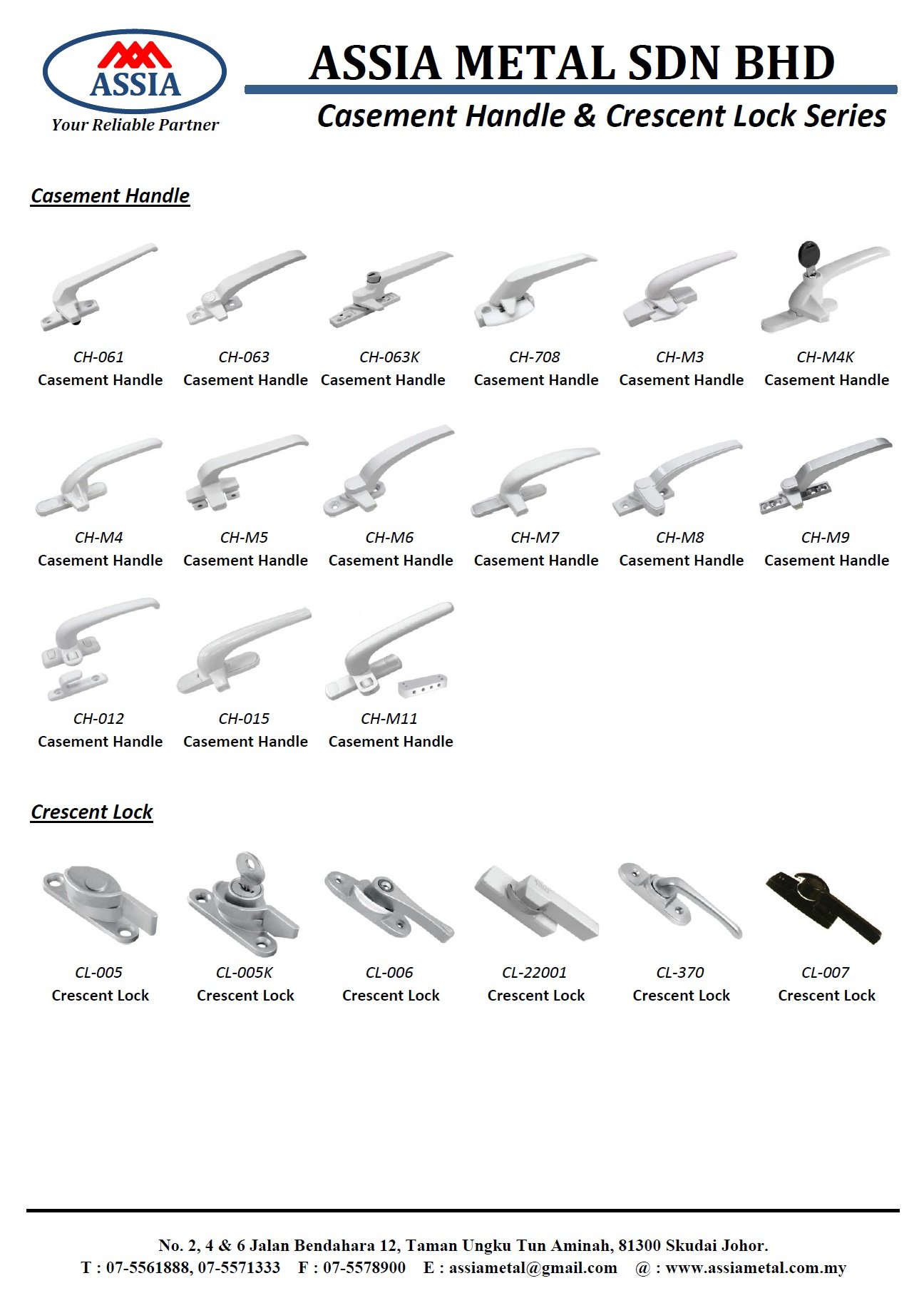 Casement Handle & Crescent Lock