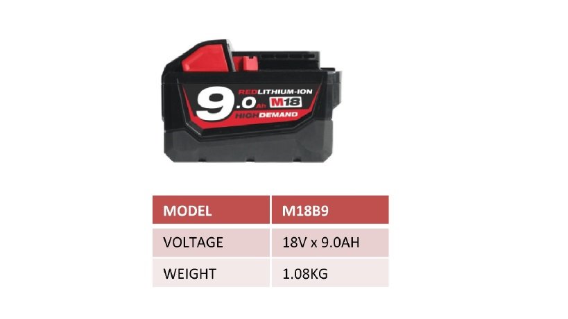 M18B9  18V 9.0AH Battery