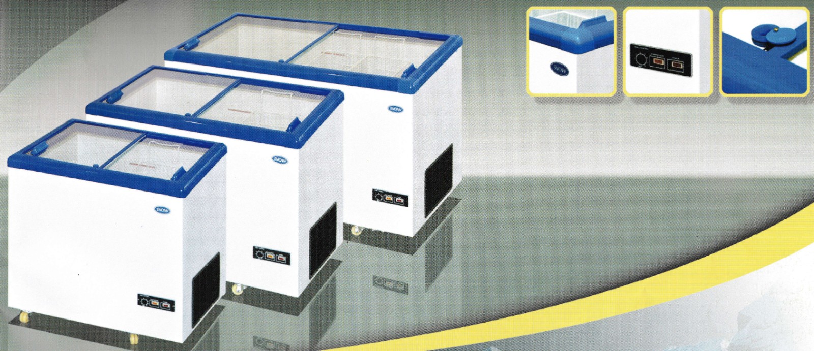 Snow Chest Freezer (Flat Glass Slanting Sliding Lid Series) Snow Chest Freezer (Flat Glass Slanting Sliding Lid Series)