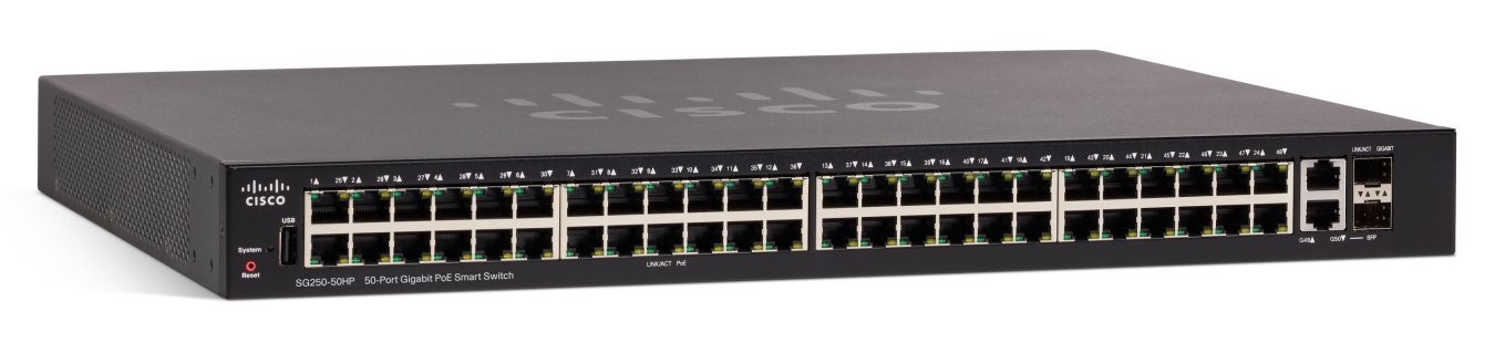 Cisco SG250-50HP 50-Port Gigabit PoE Smart Switch Cisco SG250-50HP 50-Port Gigabit PoE Smart Switch