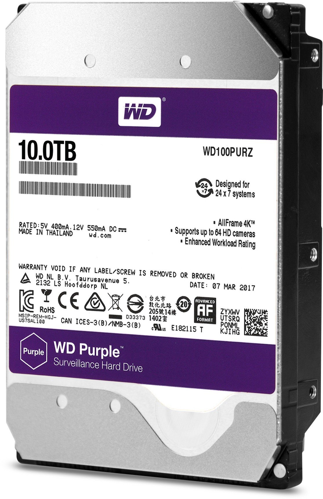 WD 3.5 Purple Surveillance 10TB.WD100PURZ