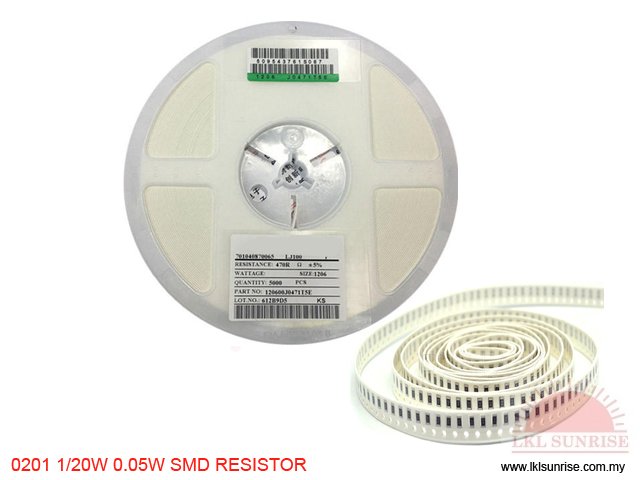 0201 1/20W 0.05W 1% & 5% SMD RESISTOR R-0201