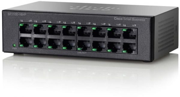Cisco 16-Port 10/100 PoE Desktop Switch.SF110D-16HP/SF110D-1