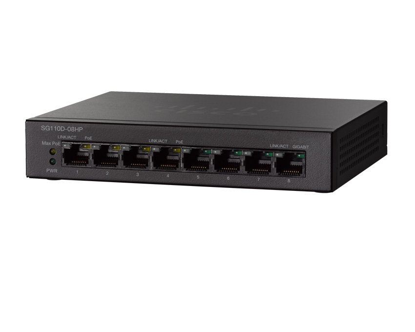 Cisco 8-Port PoE Gigabit Desktop Switch.SG110D-08HP/SG110D-0