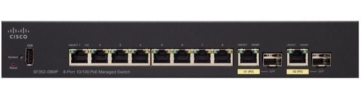 Cisco 10-port 10/100 POE Managed Switch 128W.SF352-08MP-K9-U