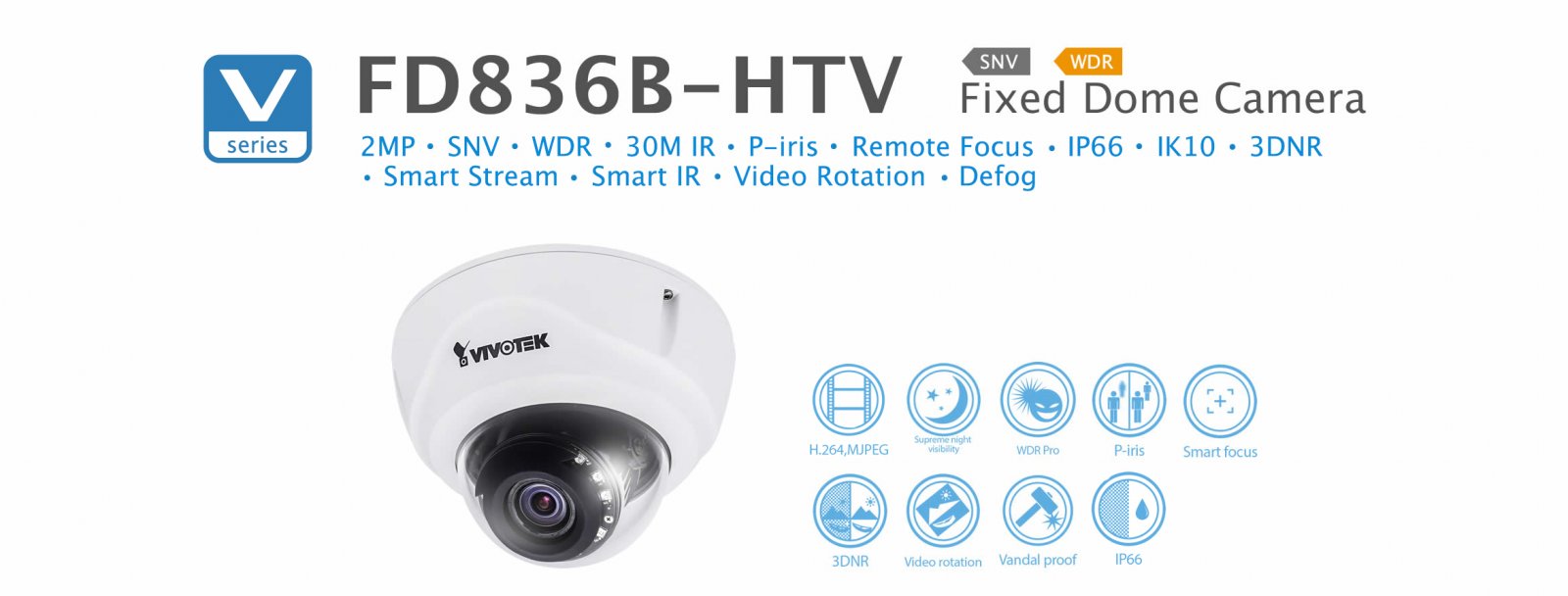 FD836B-HTV. Vivotek Fixed Dome Camera